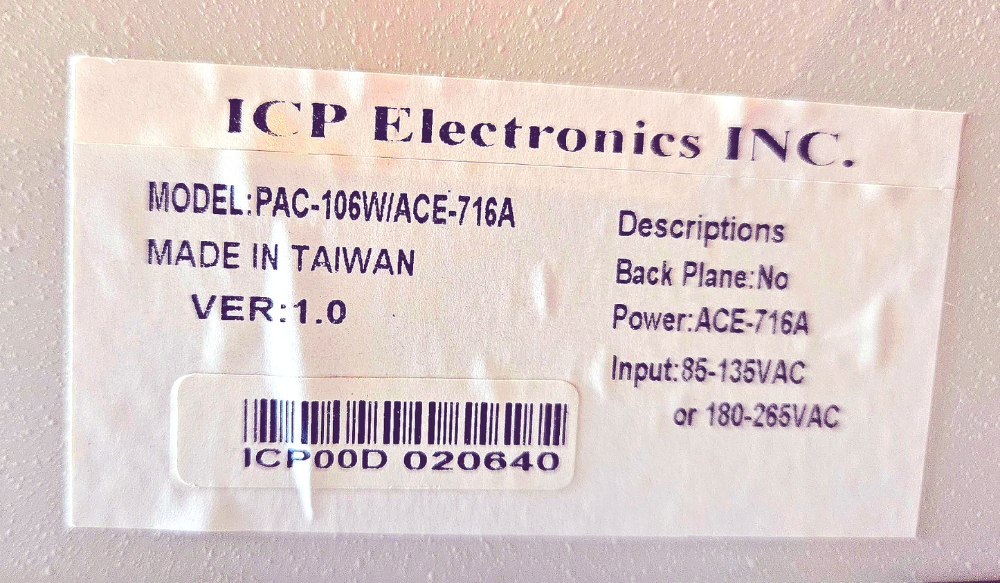90DAYWARRANTY ICP PAC-106W/ACE-716A FREE-SHIP