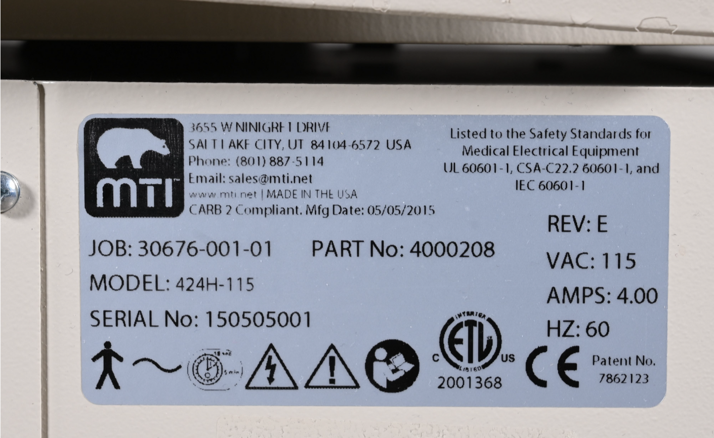 120-DAY-WARRANTY MTI® 424-115 PROCEDURE POWER CHAIR FREE SHIP