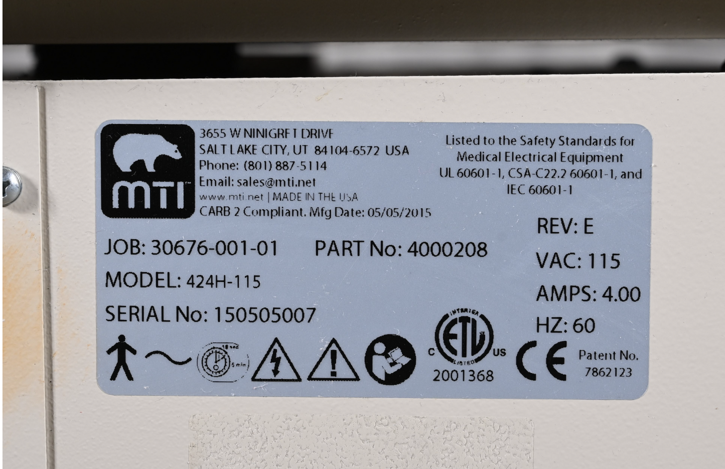 120-DAY-WARRANTY MTI® 424-115 PROCEDURE POWER CHAIR FREE SHIP