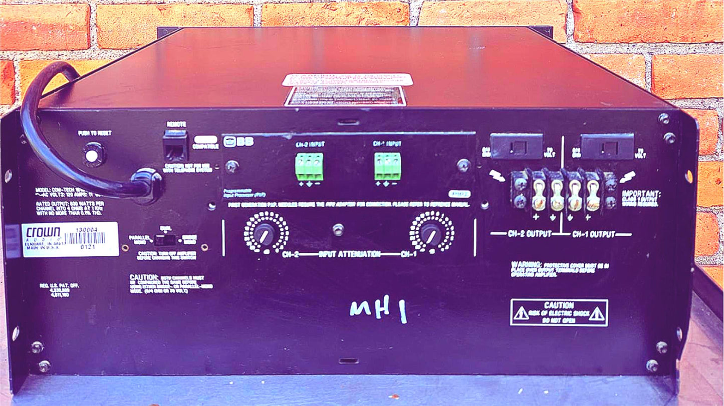 2 100%WARRANTY CROWN COM-TECH 1610 STEREO POWER AMPLIFIER DUAL CHANNEL AMPLIFIER