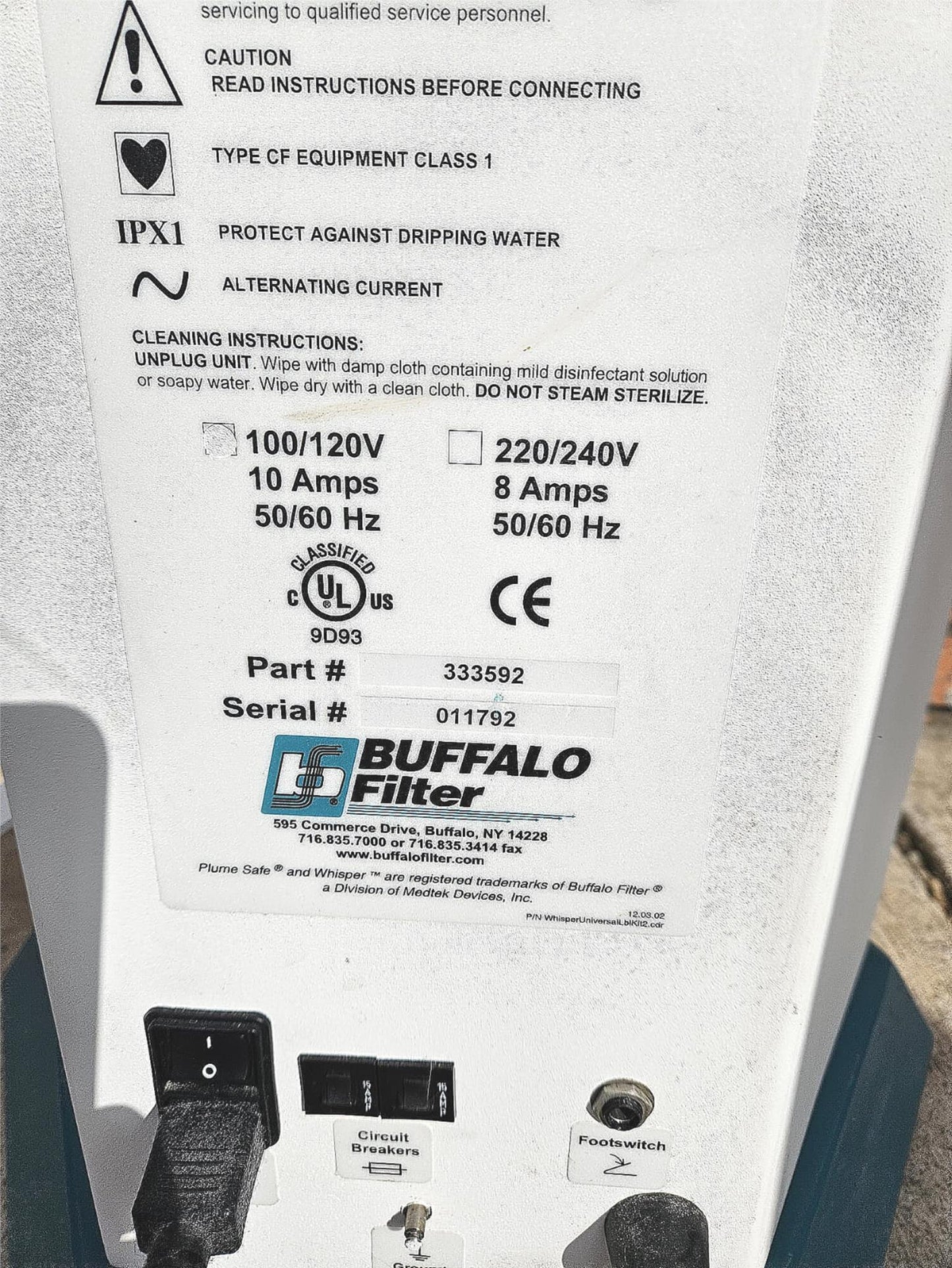 120DAYWARRANTY BUFFALO WHISPER 333592 AEROSOL FUME EVACUATION MACHINE WATCHVIDEO