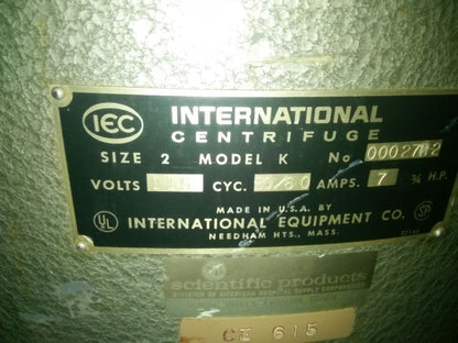 INTERNATIONAL IEC CENTRIFUGE SIZE 2 MODEL K REFURBISHED & ROTOR 6 MONTH WARRANTY