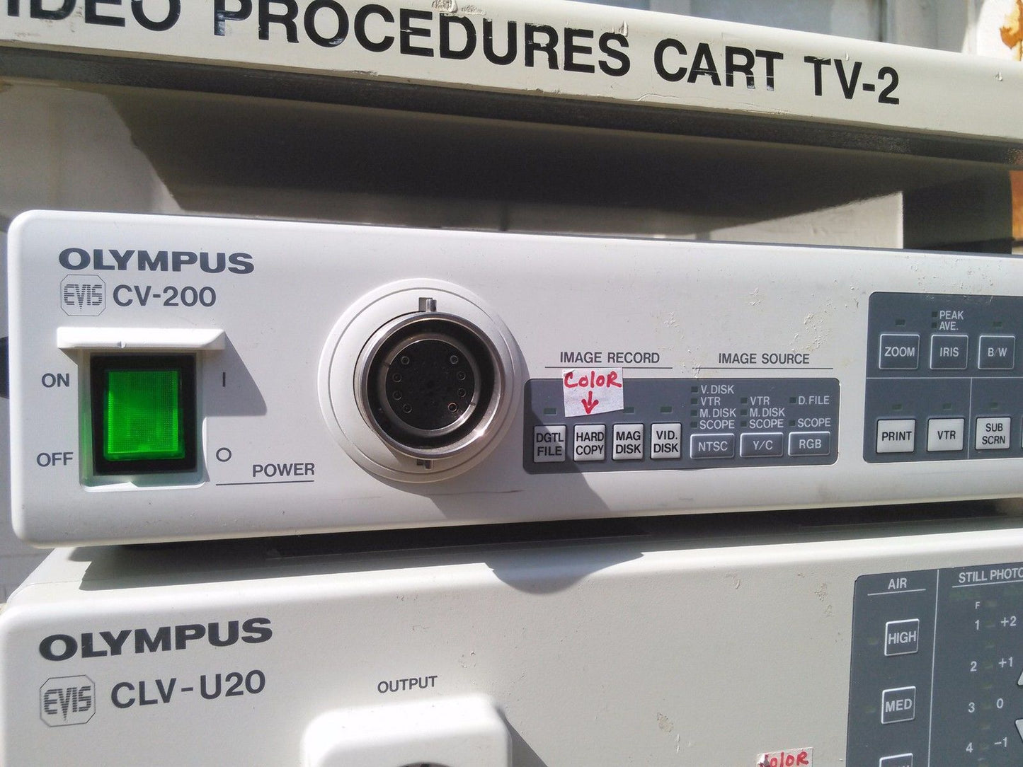OLYMPUS CLV-U20 LIGHT SOURCE CV-200 VIDEO ENDOSCOPY OEP-3 PRINTER & KEYMED CART