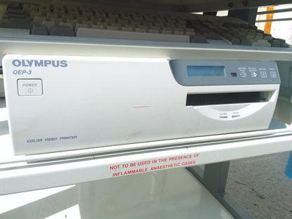 OLYMPUS CLV-U20 LIGHT SOURCE CV-200 VIDEO ENDOSCOPY OEP-3 PRINTER & KEYMED CART
