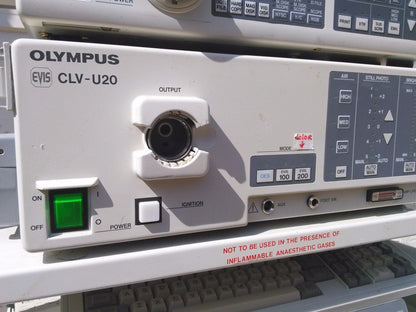 OLYMPUS CLV-U20 LIGHT SOURCE CV-200 VIDEO ENDOSCOPY OEP-3 PRINTER & KEYMED CART