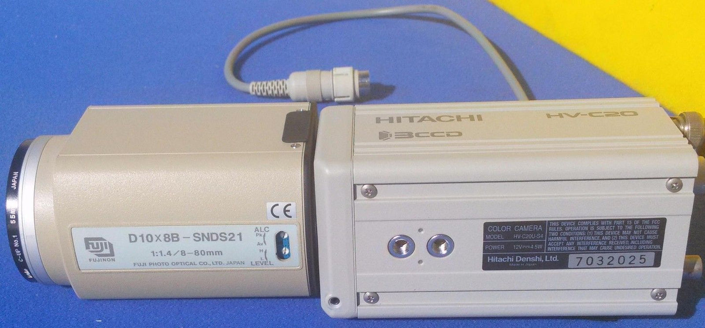 HITACHI MODL HV-C20U-S4 HV-C20 COLOR VIDEO 3CCD FUJI FUJINON D10x 8B-SNDS21 ZOOM
