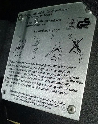 Easydoing Salli Saddle Chair Stool Backsaver Made in Finland