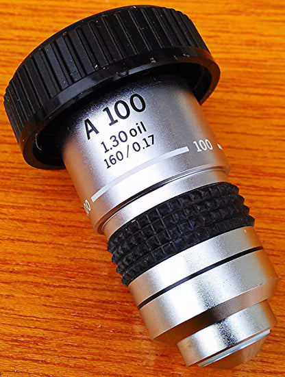 OLYMPUS A 100 1.30 OIL 160 / 0.17 MICROSCOPE OBJECTIVE LENS 100987