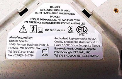 OBTURA HEATED GUTTA PERCHA SYSTEM Model 823-700 for ROOT CANAL DENTAL PROCEDURE