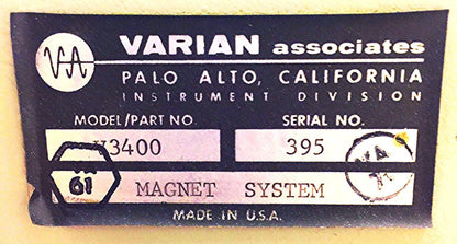 VARIAN V3400 MAGNET SYSTEM plus the FIELDIAL MARK I REGULATOR