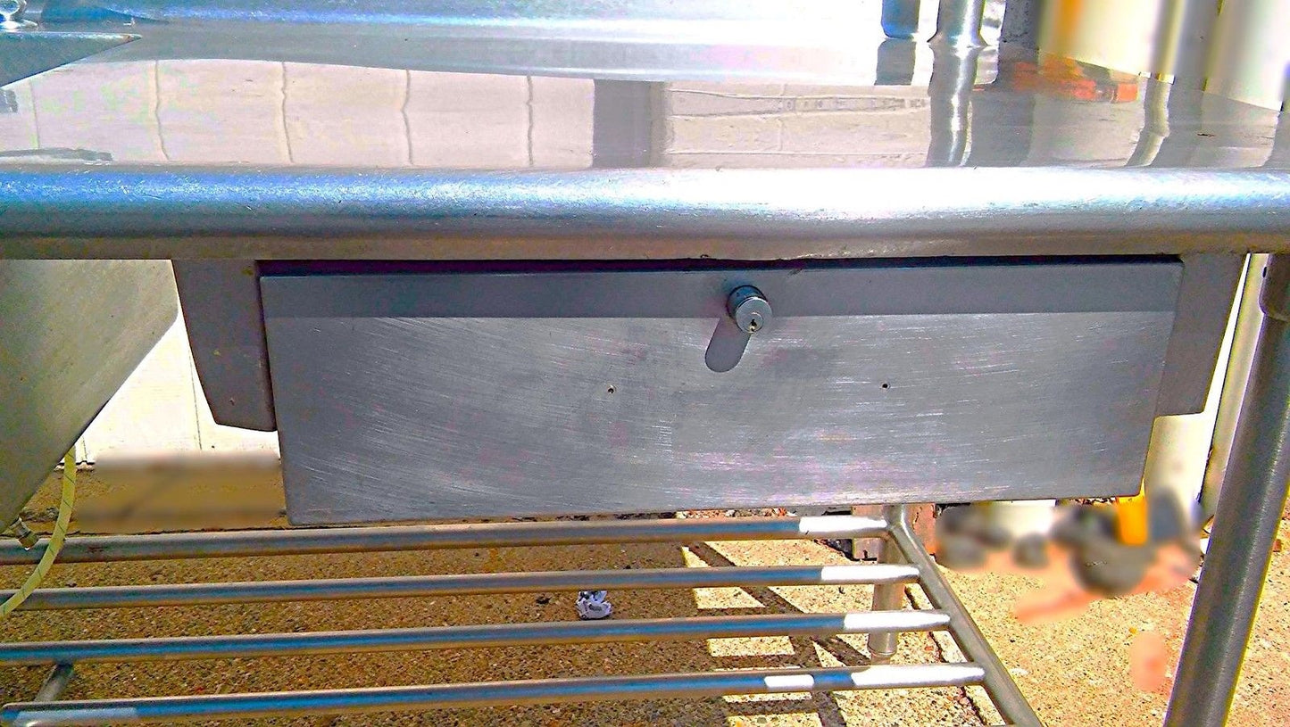 RARE 2 BOWL DRAWERS FAUCET s HEAVY GAUGE STEEL COMMERCIAL SINK 115w x 33d & RACK