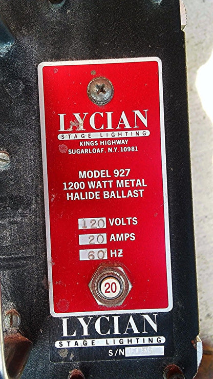 LYCIAN 1275 SuperStar 1.2 Followspot SPOTLIGHT 1200W HP lamp POWER SUPPLY STAND