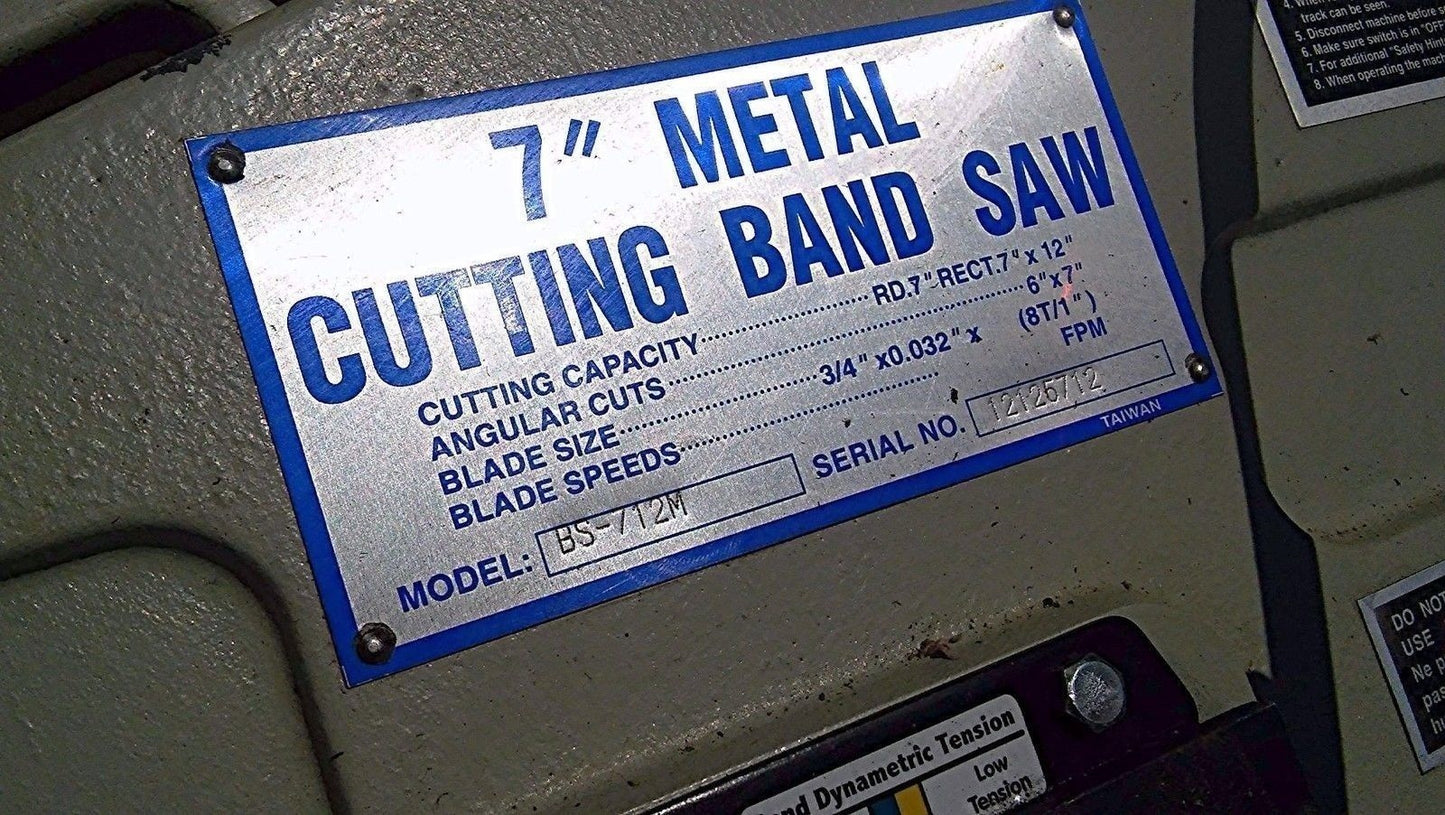BAILEIGH BS-712M METAL CUTTING 7" BAND SAW WATCH VIDEO OF THIS UNIT WORKING HERE