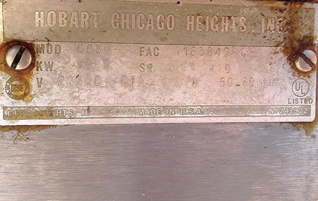 HOBART 36" INCH ELECTRIC FLAT COUNTER TOP GRIDDLE GRILL MODEL CG57 1 or 3 PHASE