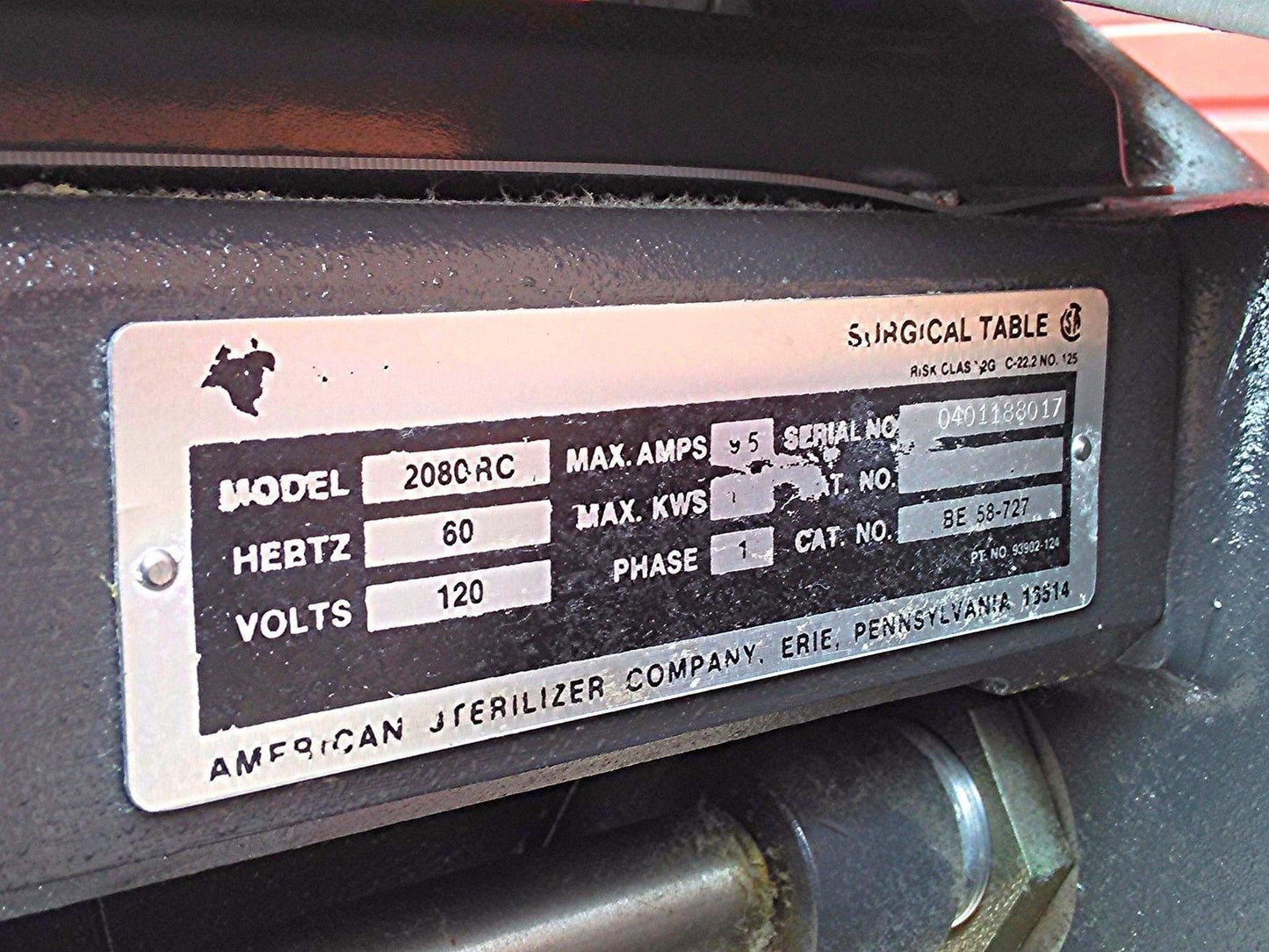 STERIS AMSCO 2080 RC with HAND REMOTE CONTROL MOVES UP DOWN SIDEWAYS AS IS