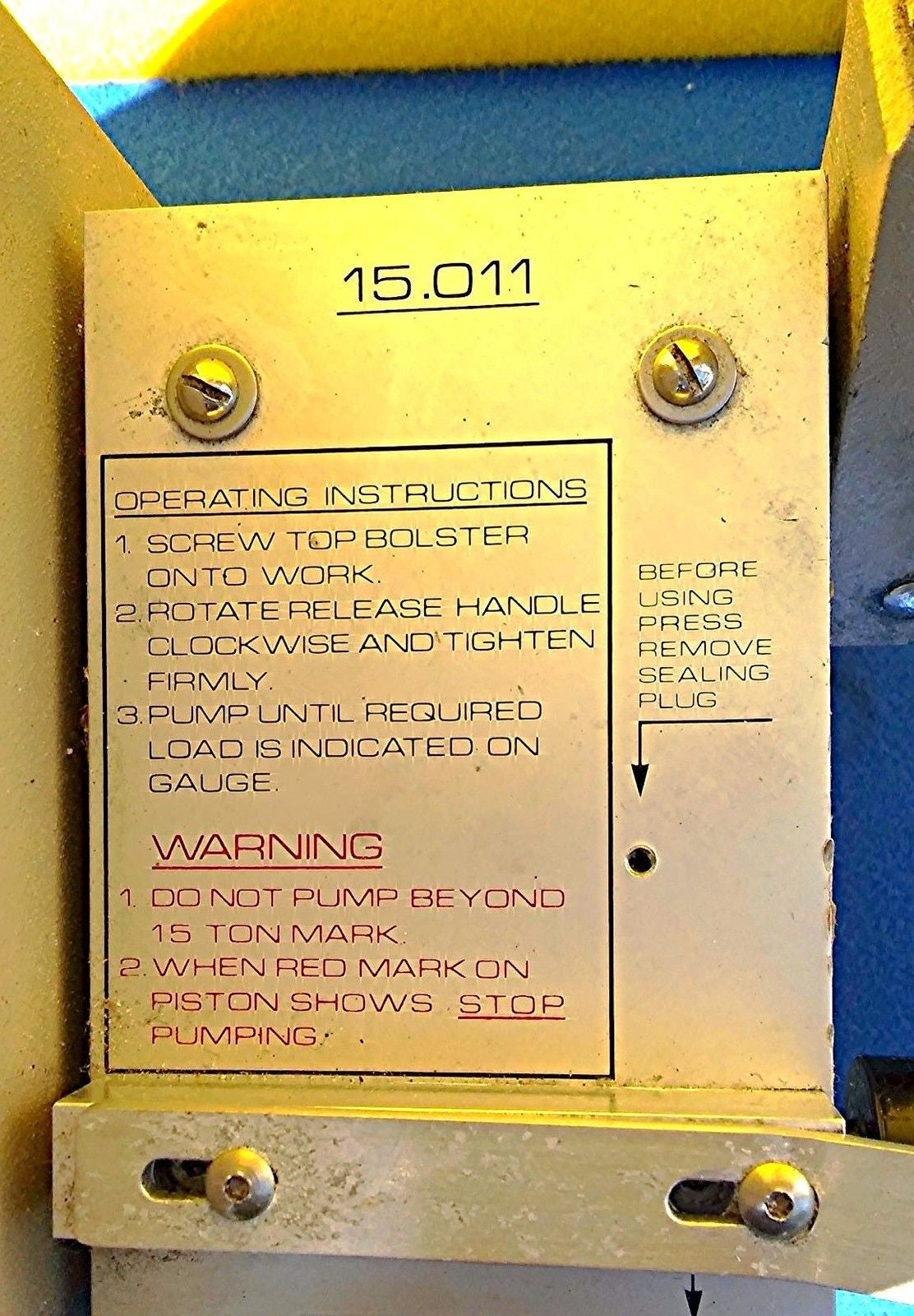 GRASEBY SPECAC 15 TON BENCHTOP LABORATORY HYDRAULIC PRESS & MANUAL FREE SHIP