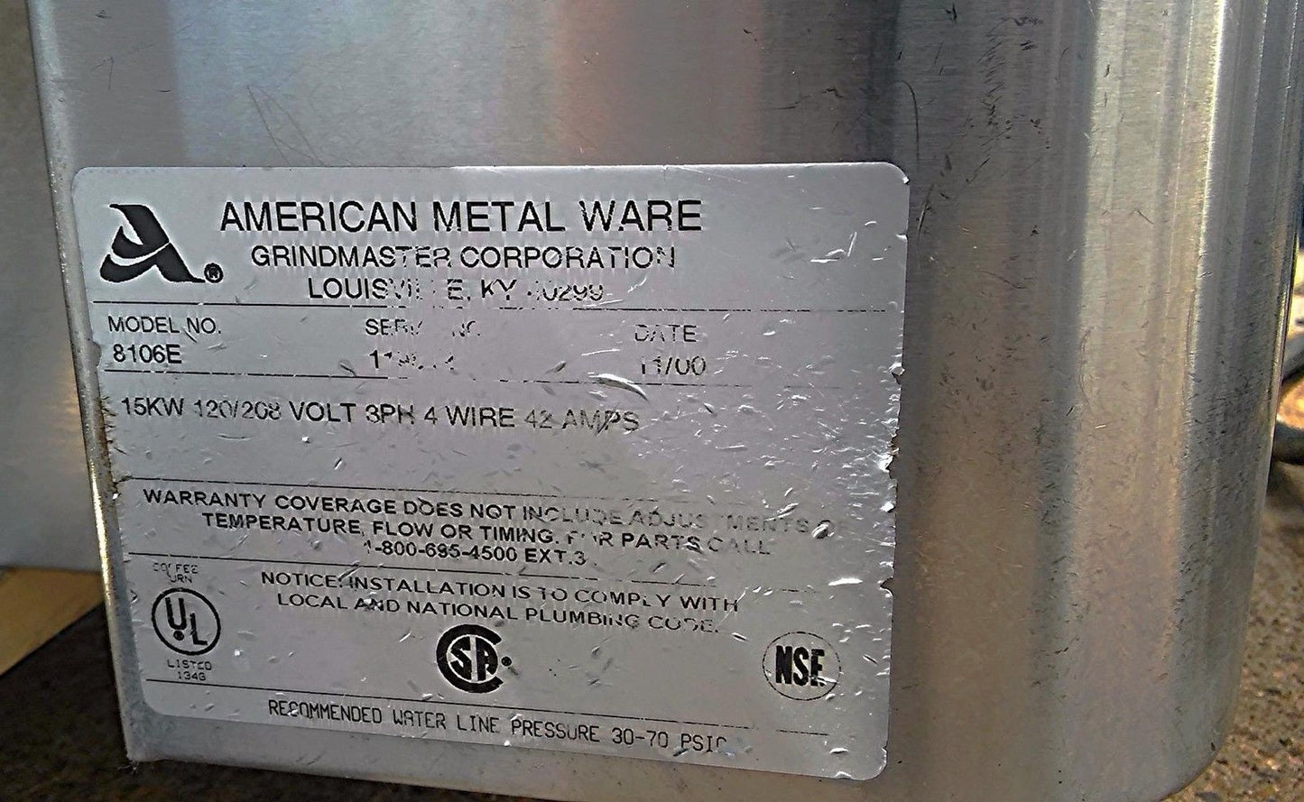 Grindmaster 8106E Twin 6 Gallon Coffee Machine Urn BREW PERCULATOR AMERICAN WARE