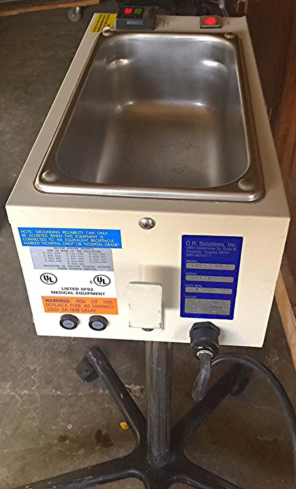 O.R. SOLUTIONS ORS-2038D IRRIGATION FLUID SCOPE OPERATION SURGERY WARMING SYSTEM