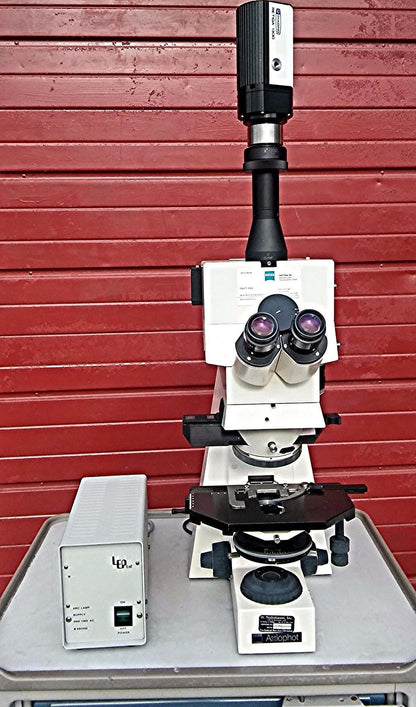 ZEISS AXIOPHOT FLUORESCENCE POLARIZED FILTER MICROSCOPE PULNIX TM-745 CAMERA