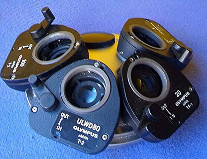 OLYMPUS TURRET with 5 / 20 / ULWD80 & 100 MICROSCOPE NORMARSI PRISM FREE SHIPPIN