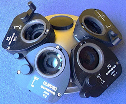OLYMPUS TURRET with 5 / 20 / ULWD80 & 100 MICROSCOPE NORMARSI PRISM FREE SHIPPIN
