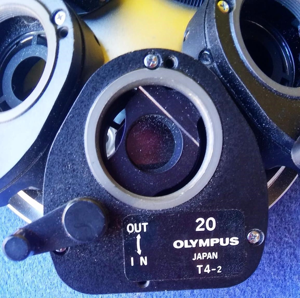 OLYMPUS TURRET with 5 / 20 / ULWD80 & 100 MICROSCOPE NORMARSI PRISM FREE SHIPPIN