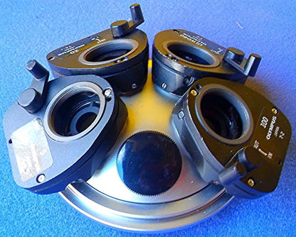 OLYMPUS TURRET with 5 / 20 / ULWD80 & 100 MICROSCOPE NORMARSI PRISM FREE SHIPPIN