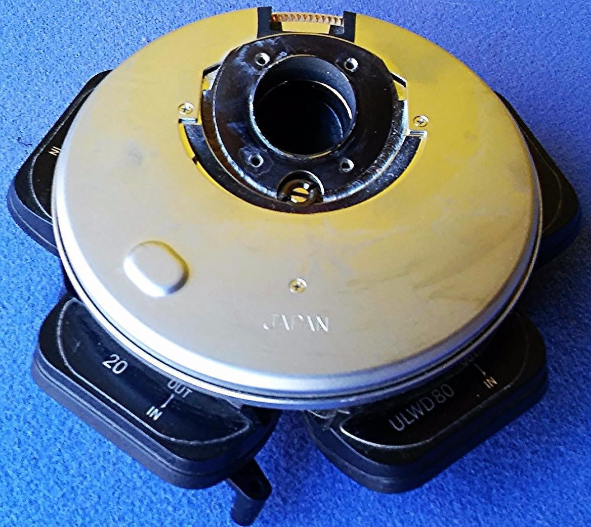 OLYMPUS TURRET with 5 / 20 / ULWD80 & 100 MICROSCOPE NORMARSI PRISM FREE SHIPPIN