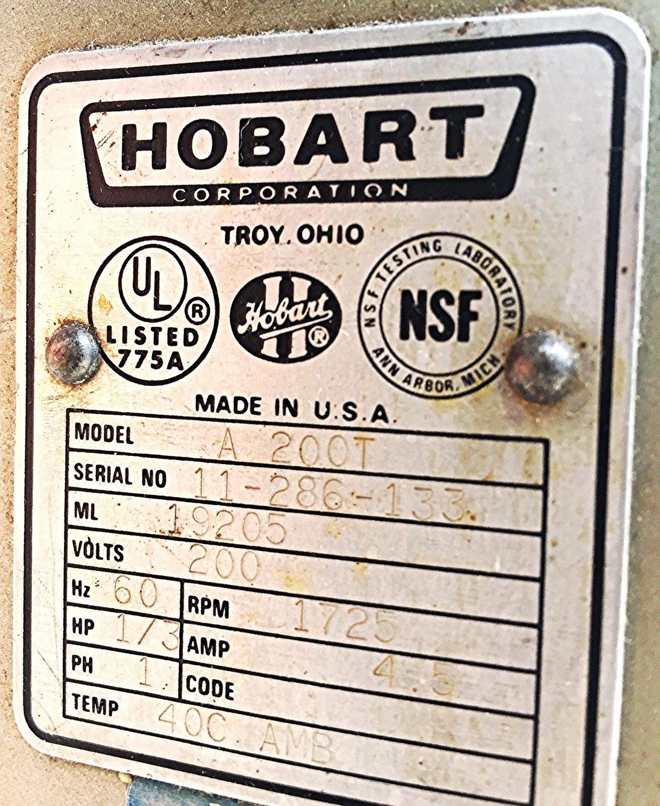 HOBART A200T 20 QUART MIXER & TIMER WHIP DOUGH ARM BEATER WATCH VIDEO FREE SHIP