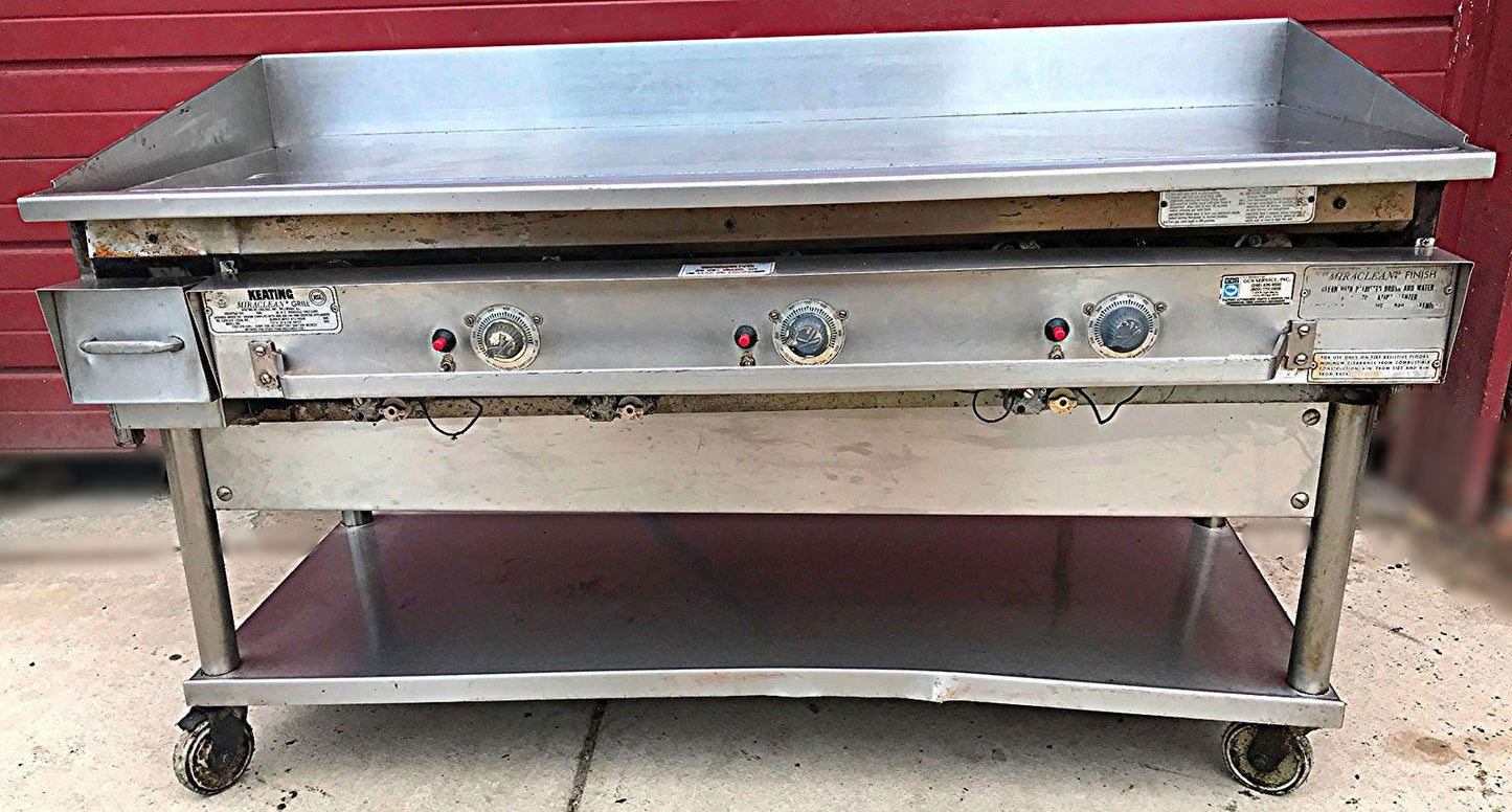 KEATING MIRACLEAN 60BFLD GAS GRILL GRIDDLE 60 x 30 & STAND ON WHEELS FREE SHIP
