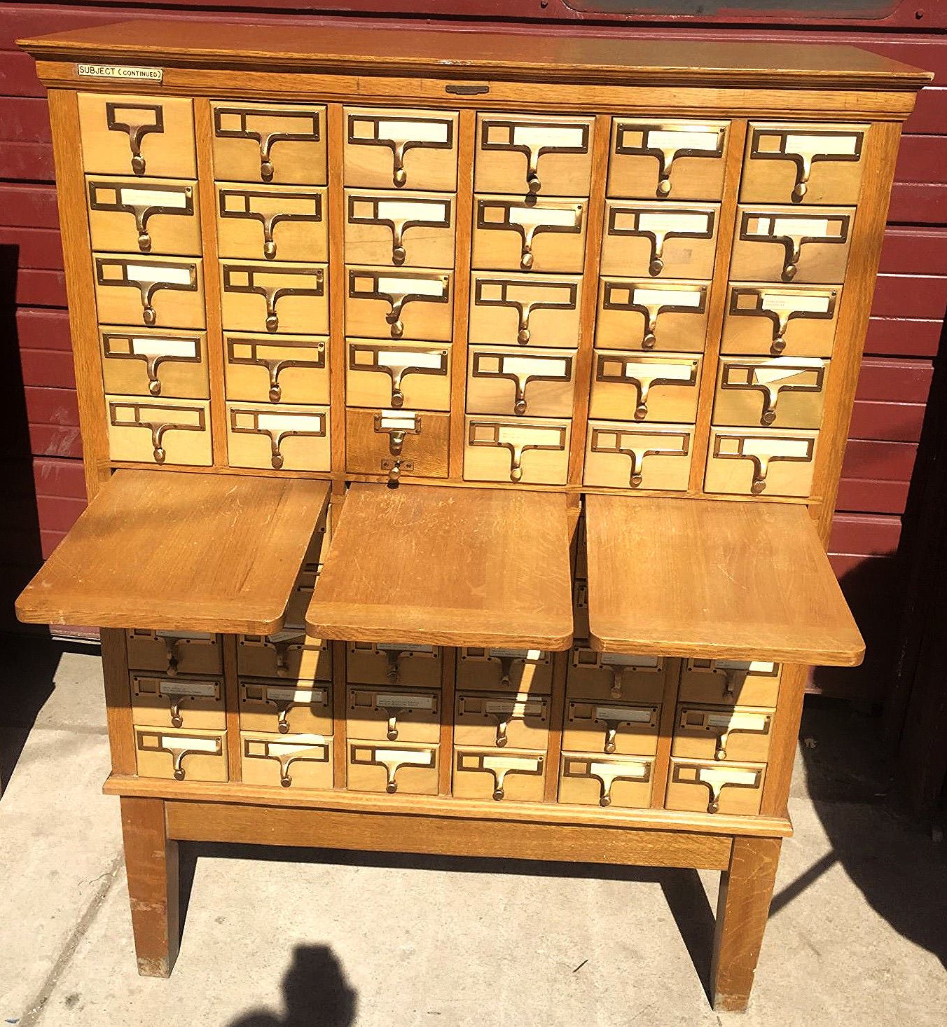 2 RARE LIBRARY BUREAU 1950s VINTAGE 60 DRAWER INDEX CARD CABINET 60 x 42.5 x 18