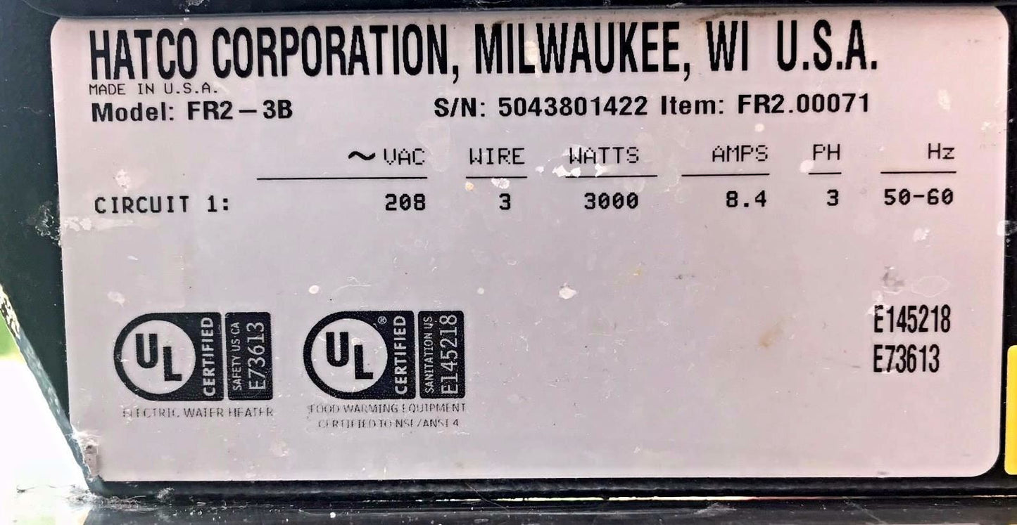 HATCO FR2-3B HYDRO HEATER FOD RETHERMALIZER BAIN MARIE PERFECT FREE SHIP