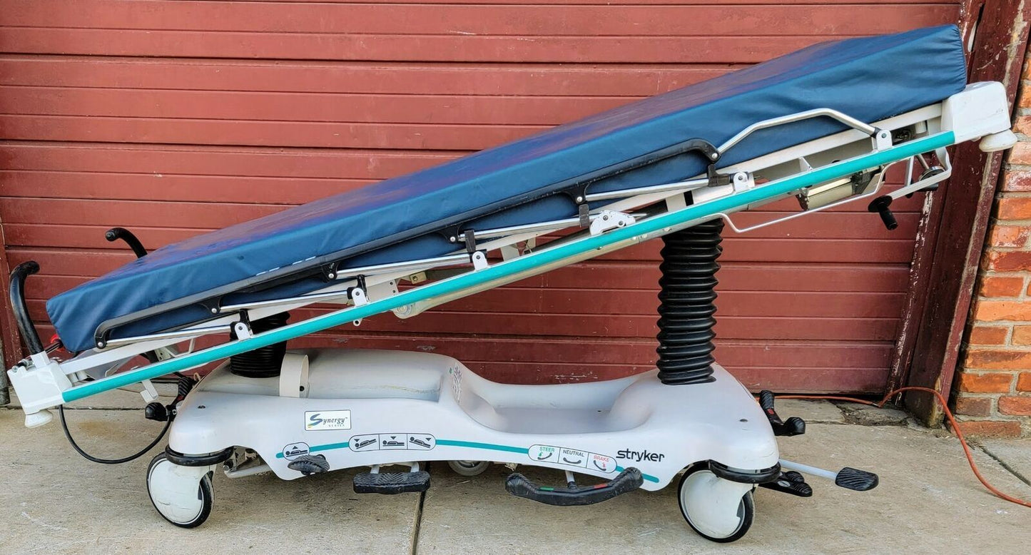 STRYKER 1550 POWER ELECTRIC HOSPITAL EMERGENCY TRANSPORT STRETCHER  WATCH VIDEO