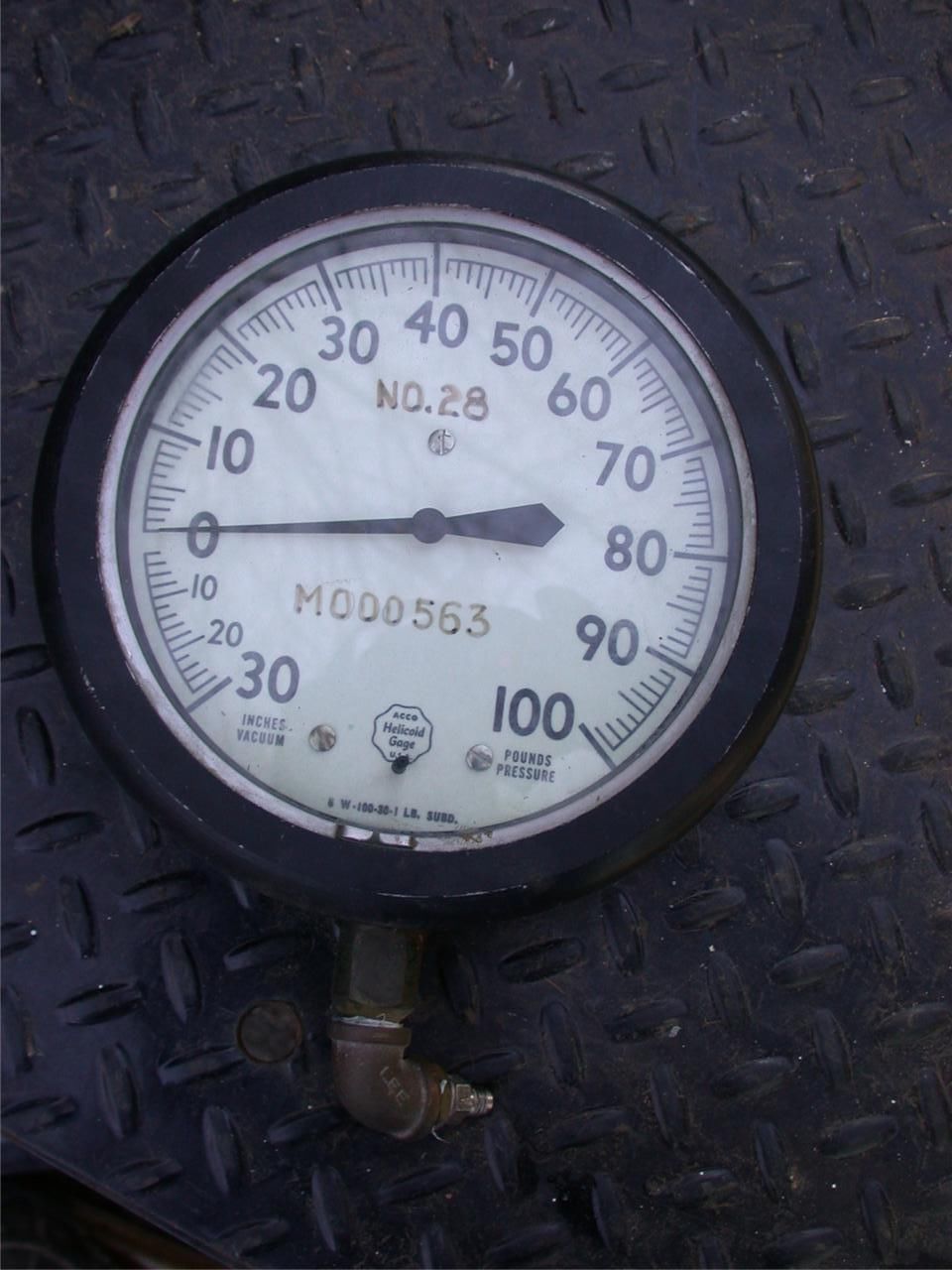 ACCO HELICOID PRESSURE VACUUM GAUGE 5" DIAMETER FACE IPS inlet outlet