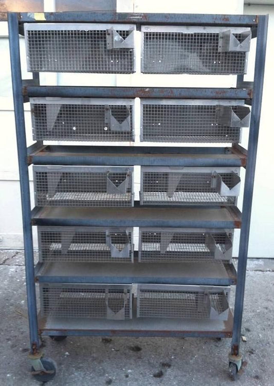 WAHMANN ACME STAINLESS STEEL 10 ANIMAL CAGE CAGES RACK on WHEELS LAB 24 x 24each