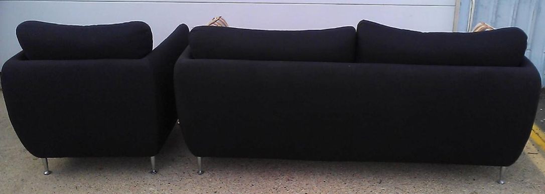 2004 BRAYTON STILLETO SOFA CHAIR JHANE BARNES FREQUCY BLACK FABRIC MODERN LIVING