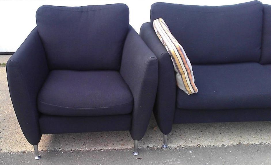 2004 BRAYTON STILLETO SOFA CHAIR JHANE BARNES FREQUCY BLACK FABRIC MODERN LIVING