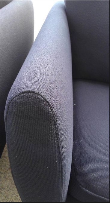 2004 BRAYTON STILLETO SOFA CHAIR JHANE BARNES FREQUCY BLACK FABRIC MODERN LIVING