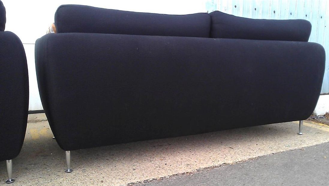 2004 BRAYTON STILLETO SOFA CHAIR JHANE BARNES FREQUCY BLACK FABRIC MODERN LIVING