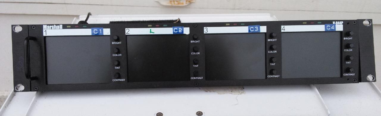 MARSHALL ELECTRONICS V-R44P QUAD LCD MONITOR COMPOSITE VIDEO with Power Supply