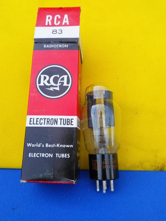 1 VACUUM TUBE RCA 83 INSIDE ORIGINAL BOX NEW OLD STOCK FIRM BASE