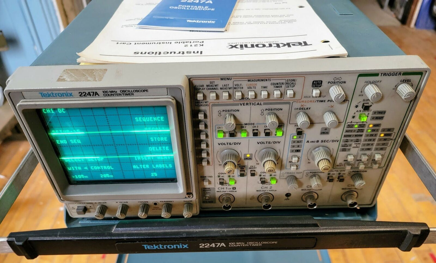 90-DAY-WARRANTY TEKTRONIX 2247A 100 MHZ OSCILLOSCOPE (K212 CART?) WATCH VIDEO