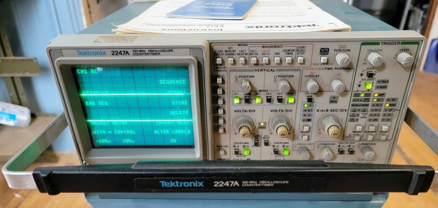 90-DAY-WARRANTY TEKTRONIX 2247A 100 MHZ OSCILLOSCOPE (K212 CART?) WATCH VIDEO