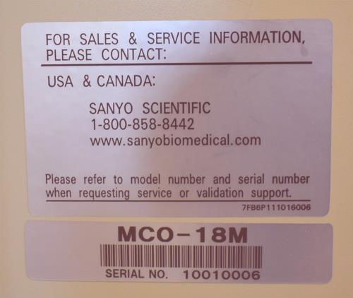 100%Tested SANYO™ MCO-18M® High-Capacity CO₂ INCUBATOR 90-DAY-WARRANTY FREE SHIP
