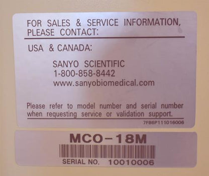 100%Tested SANYO™ MCO-18M® High-Capacity CO₂ INCUBATOR 90-DAY-WARRANTY FREE SHIP