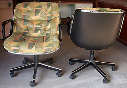 Pair CHARLES POLLACK EXECUTIVE KNOLL CHAIR HYDRAULIC LIFT Beautiful Fabric Desig