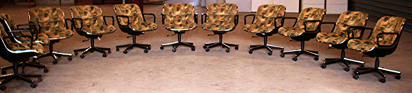 Pair CHARLES POLLACK EXECUTIVE KNOLL CHAIR HYDRAULIC LIFT Beautiful Fabric Desig