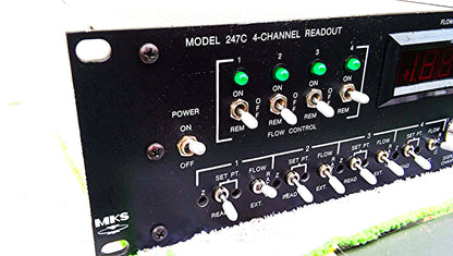 MKS 247C FOUR CHANNEL MASS FLOW CONTROLLER POWER SUPPLY AND READOUT /WATCH VIDEO