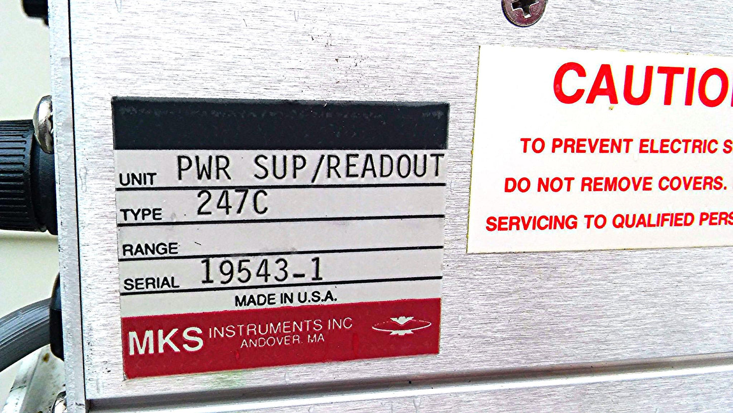 MKS 247C FOUR CHANNEL MASS FLOW CONTROLLER POWER SUPPLY AND READOUT /WATCH VIDEO