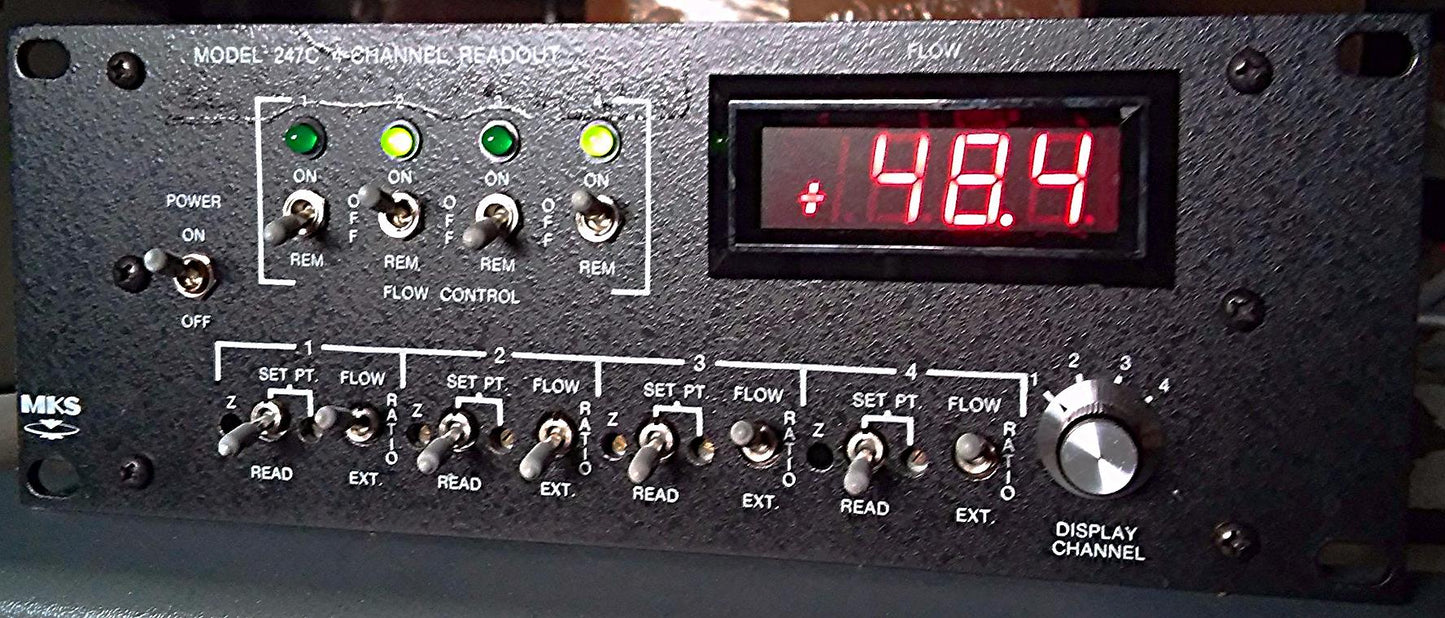 MKS 247C FOUR CHANNEL MASS FLOW CONTROLLER POWER SUPPLY AND READOUT /WATCH VIDEO